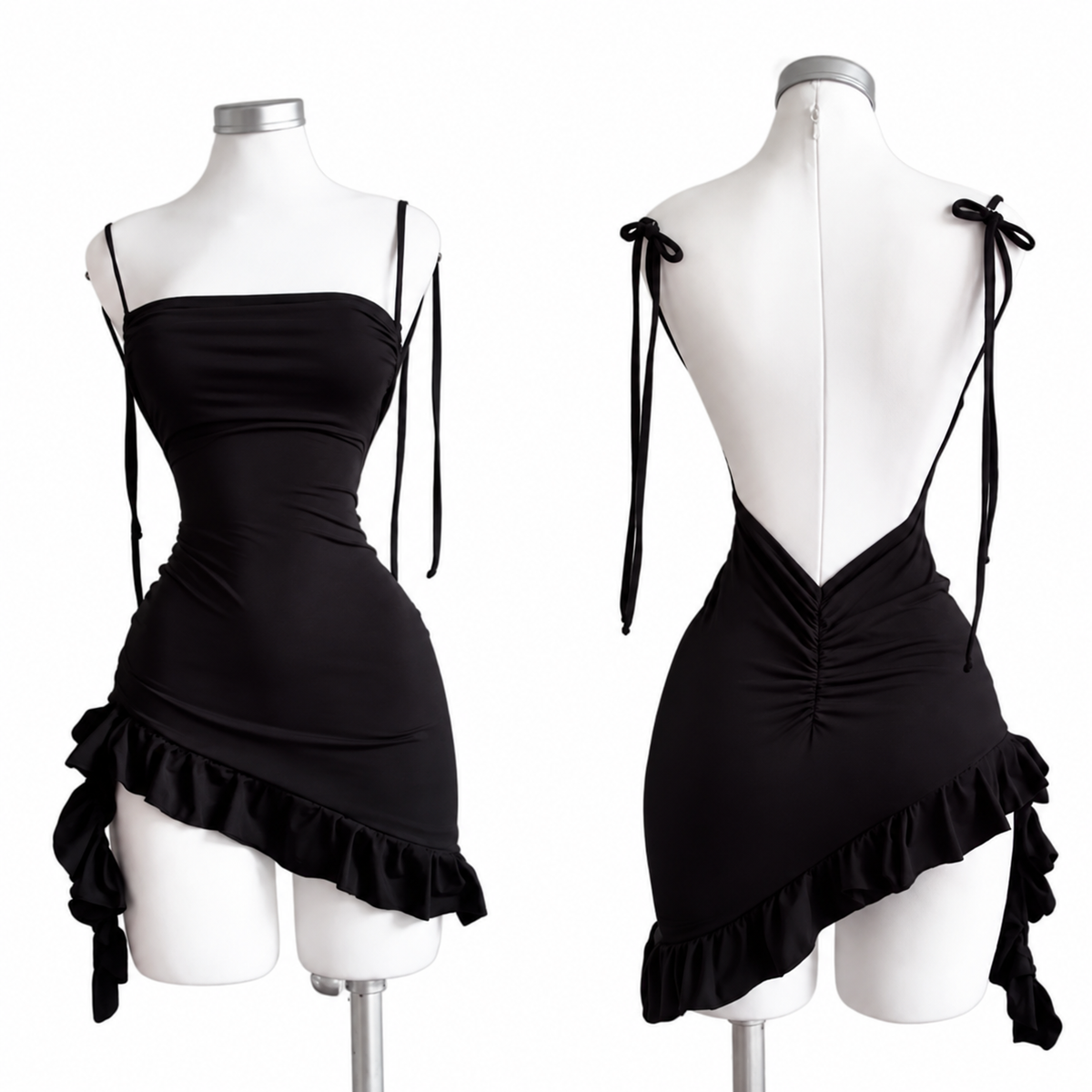 Backless Lace-Up Fitted Dress