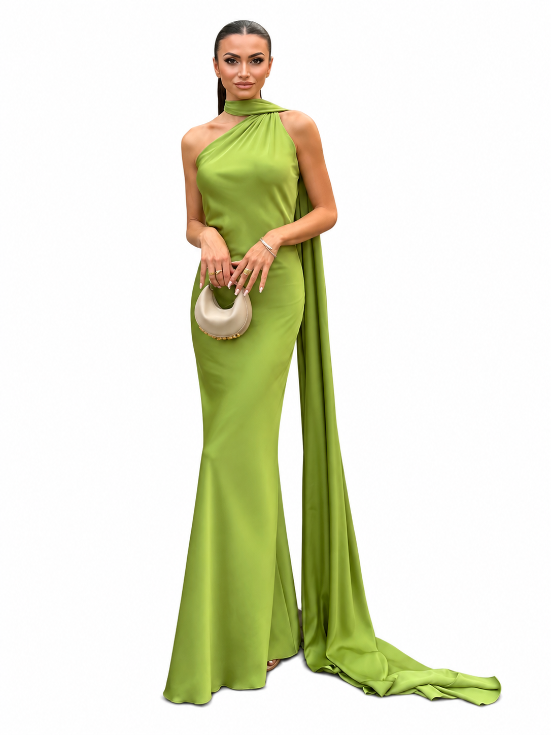 Sleeveless Satin-Style Evening Dress