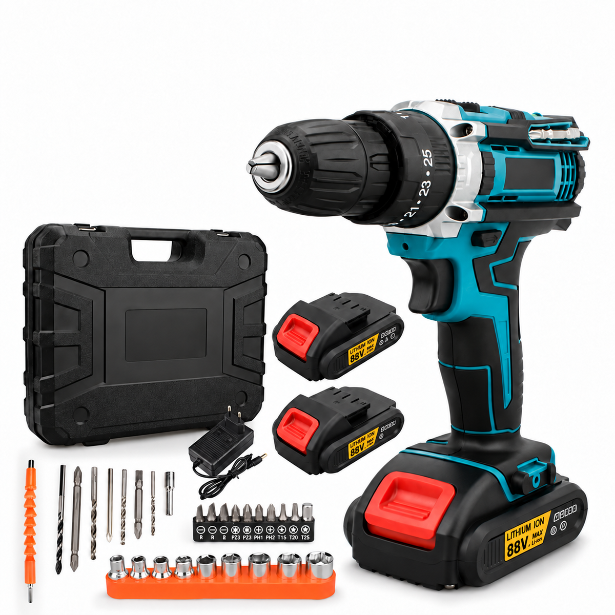 21 V Cordless Drill Driver with Two Batteries