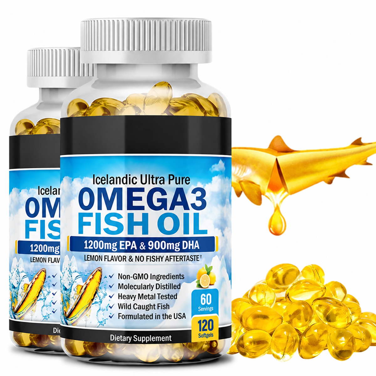 Omega-3 Fish Oil Supplement Capsules