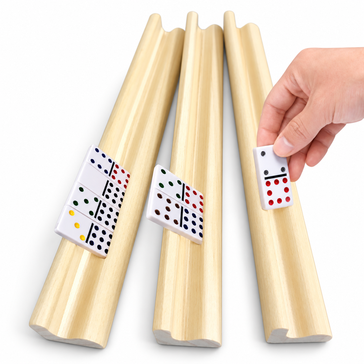 Wooden Domino Tile Racks - Set of 4