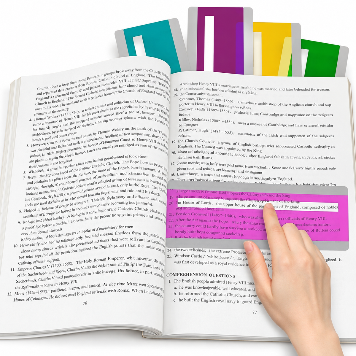 Coloured Reading Guide Strips - 8 Pieces