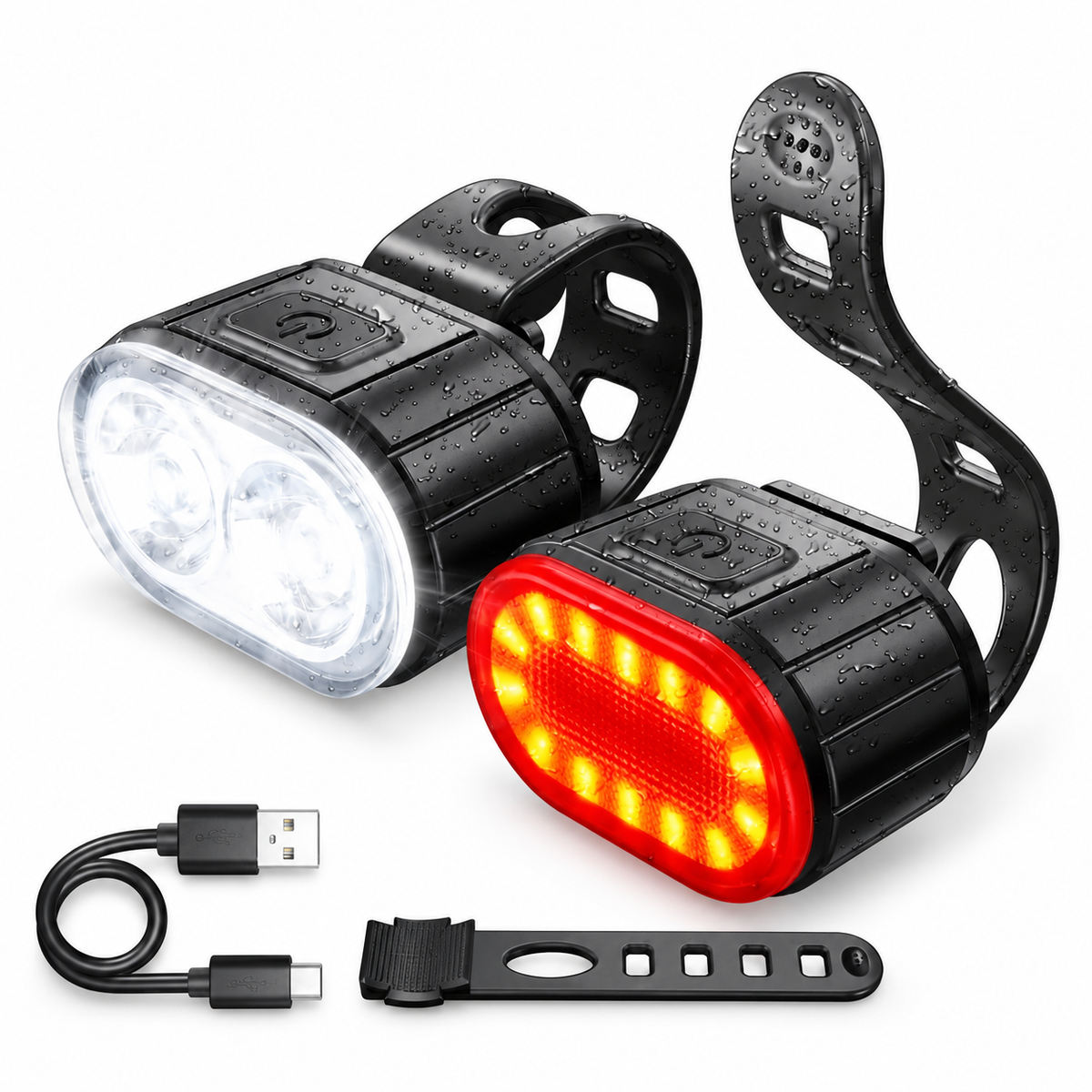 USB Rechargeable Front and Rear Bicycle Lights