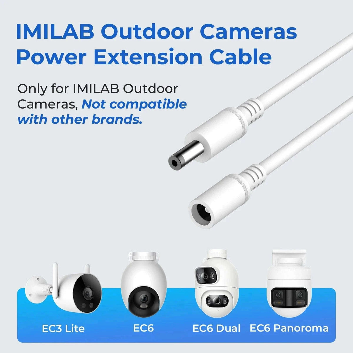IMILAB 33ft 12V DC Power Extension Cable for Outdoor Cameras-Default Title