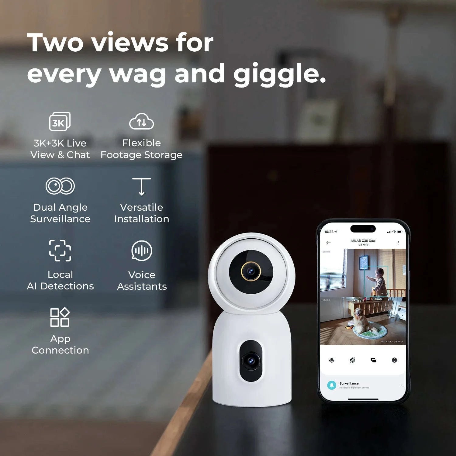 IMILAB C30 Dual 3K Indoor Security Camera with 360° Coverage-C30 Dual 3K 3K / US Plug / China Mainland