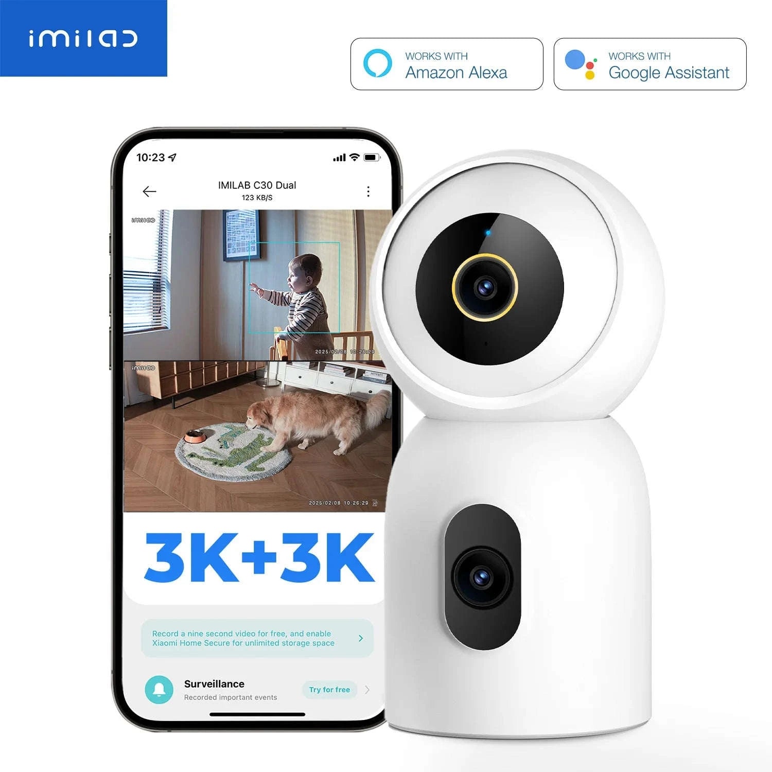 IMILAB C30 Dual 3K Indoor Security Camera with 360° Coverage-C30 Dual 3K 3K / US Plug / China Mainland