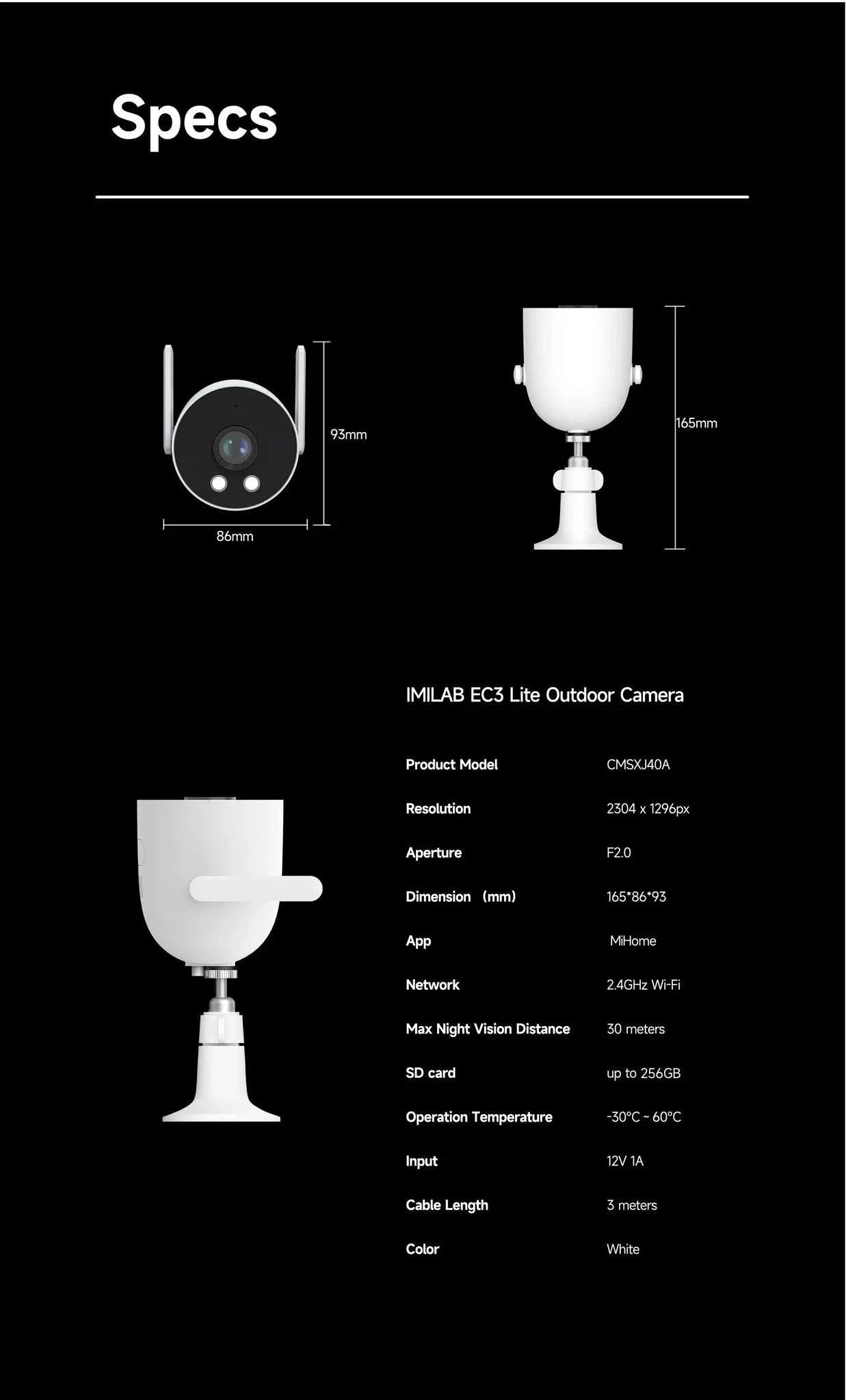 IMILAB EC3 Lite 2K Outdoor Security Camera with Siren & Night Vision-MiHome EU Plug / China Mainland