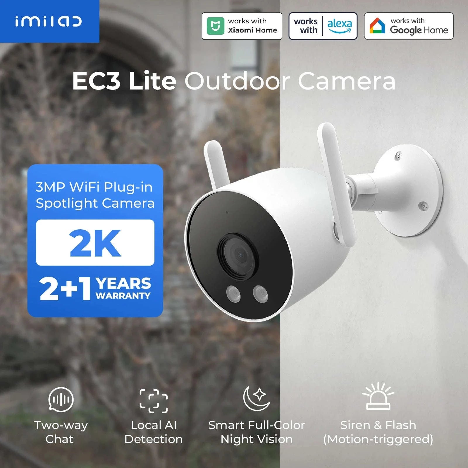 IMILAB EC3 Lite 2K Outdoor WiFi Security Camera with Color Night Vision-EC3 Lite 2K / EU Plug / China Mainland