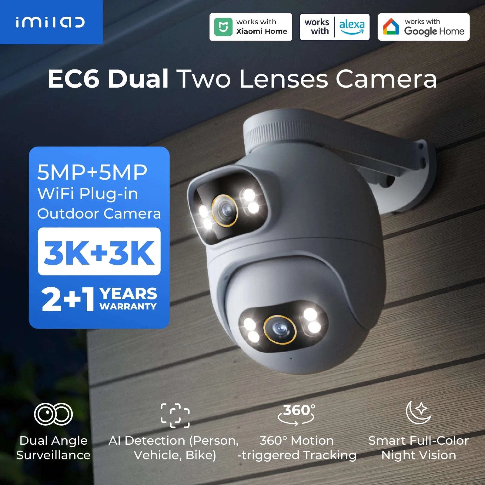 IMILAB EC6 Dual 10MP Outdoor WiFi Security Camera-EC6 Dual Pro / US Plug / China Mainland