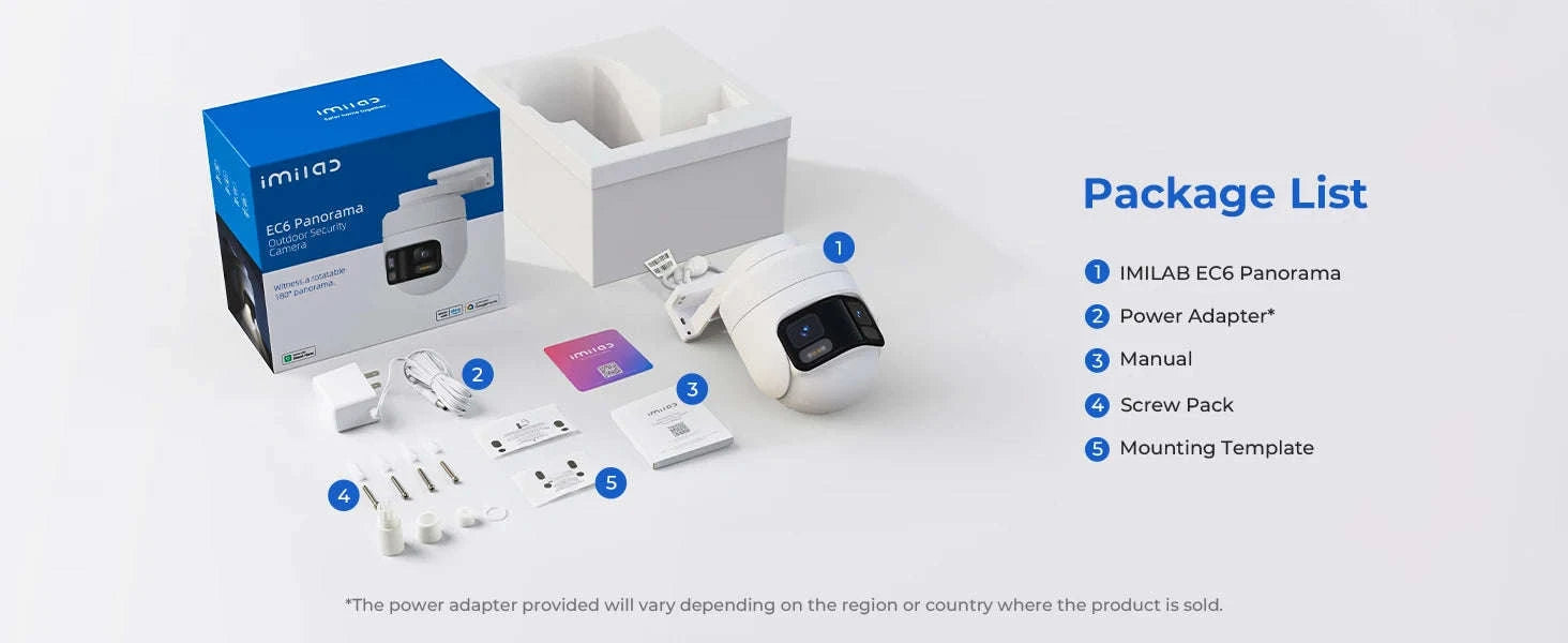 IMILAB EC6 Panorama 3.5K Outdoor Security Camera, 180° View-EC6 Panorama / US Plug / China Mainland