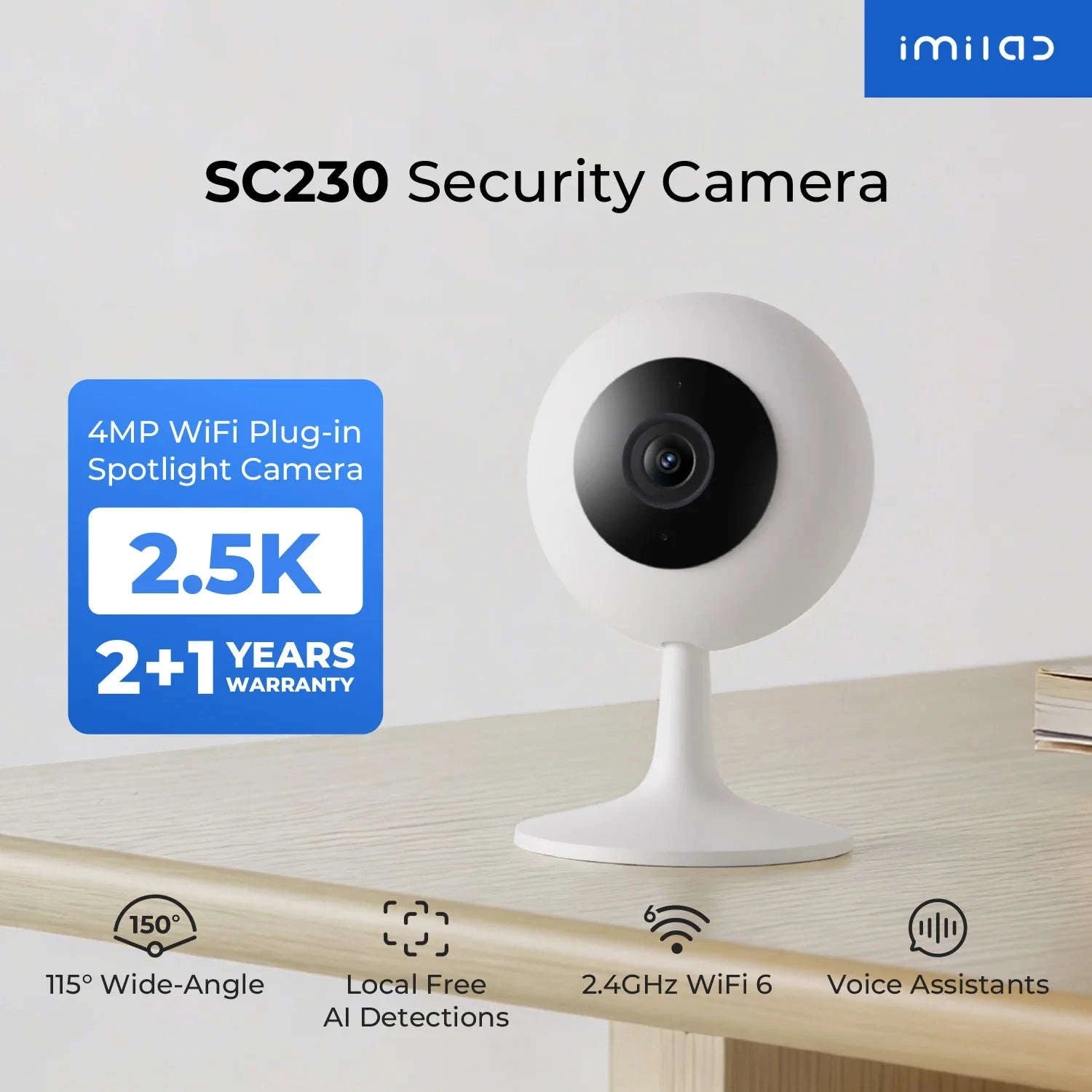 IMILAB SC230 2.5K Indoor Wi-Fi Security Camera with AI Detection-SC230 / EU Plug / China Mainland