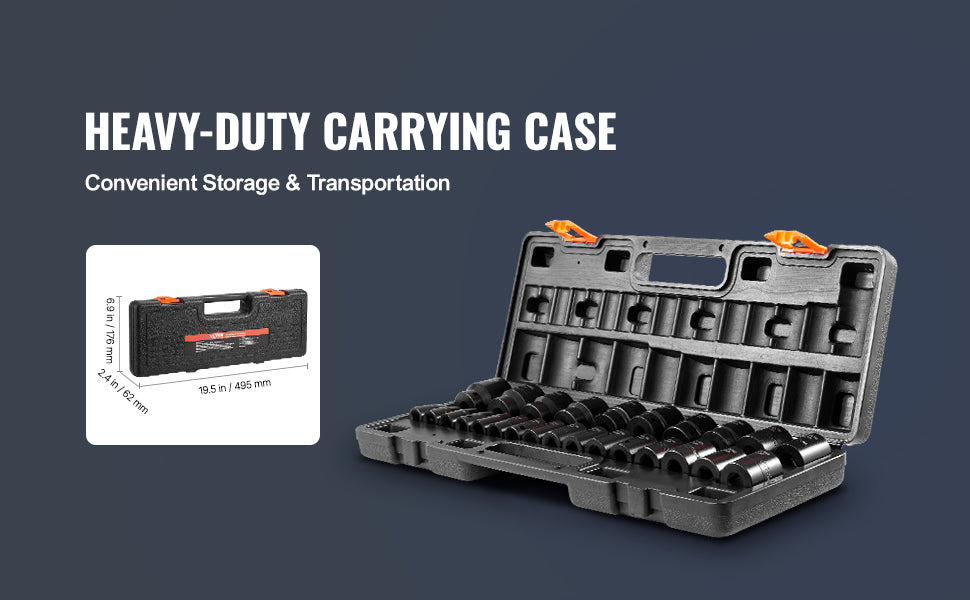 SucceBuy 1/2In 26Piece Impact Socket Set Impact Sockets Shallow Socket 6-Point Sockets 1/2 Inches Drive Socket Set Impact Metric