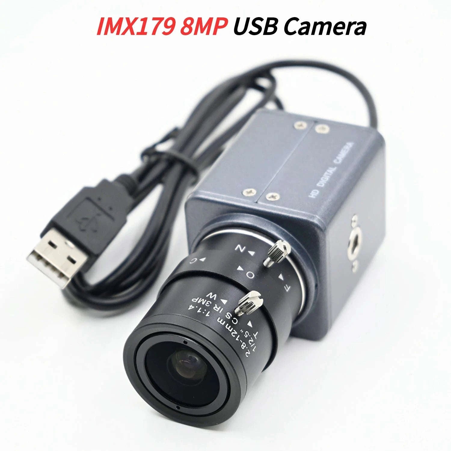 IMX179 HD USB Camera 8MP Varifocal Mini USB Webcam-12mm Fixed Focus