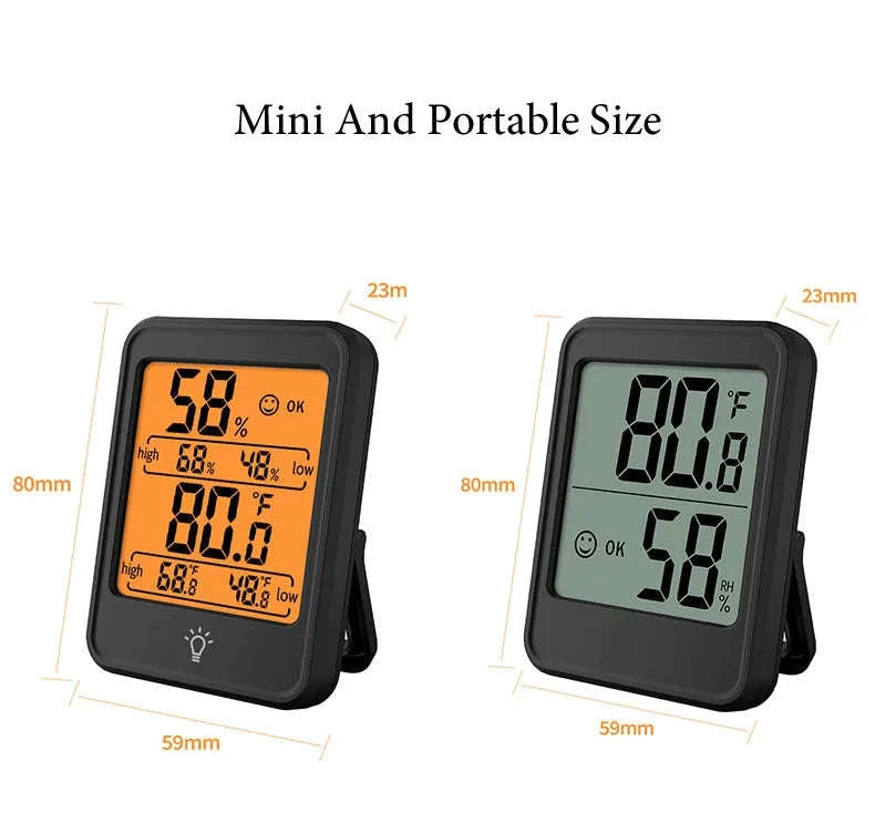Indoor Digital Temperature Humidity Meter with Stand and Magnet-B White