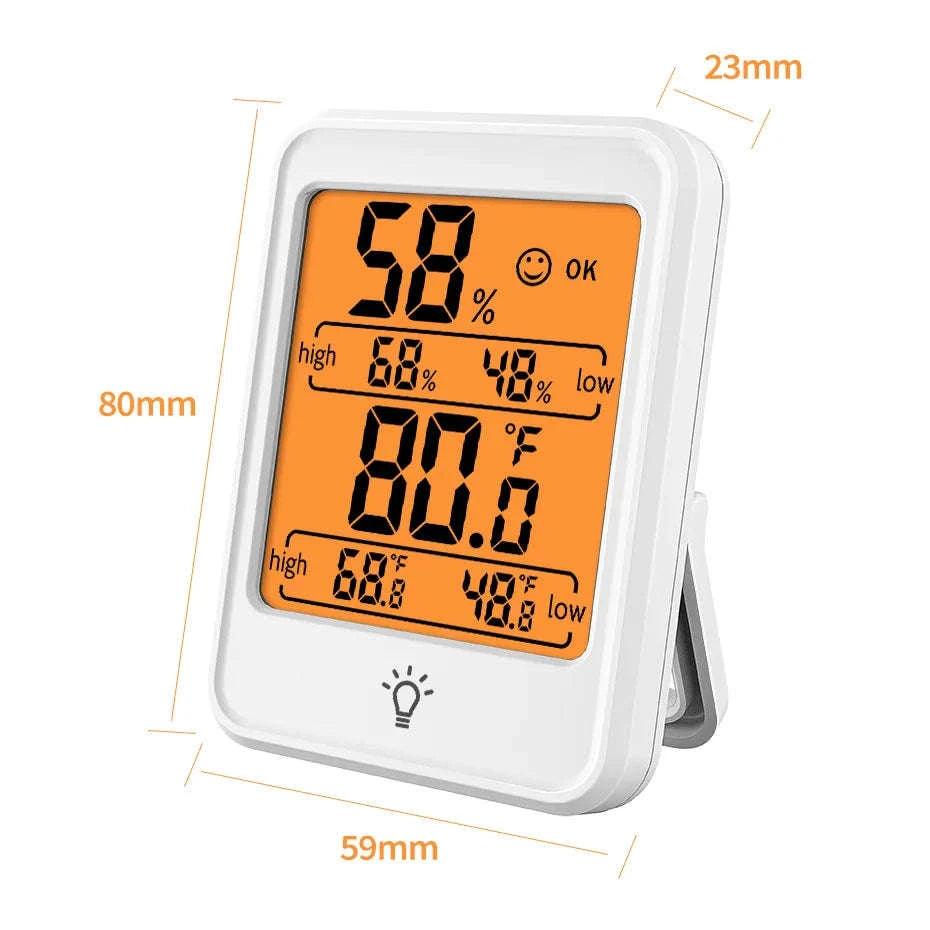 Indoor Digital Temperature Humidity Meter with Stand and Magnet-B White