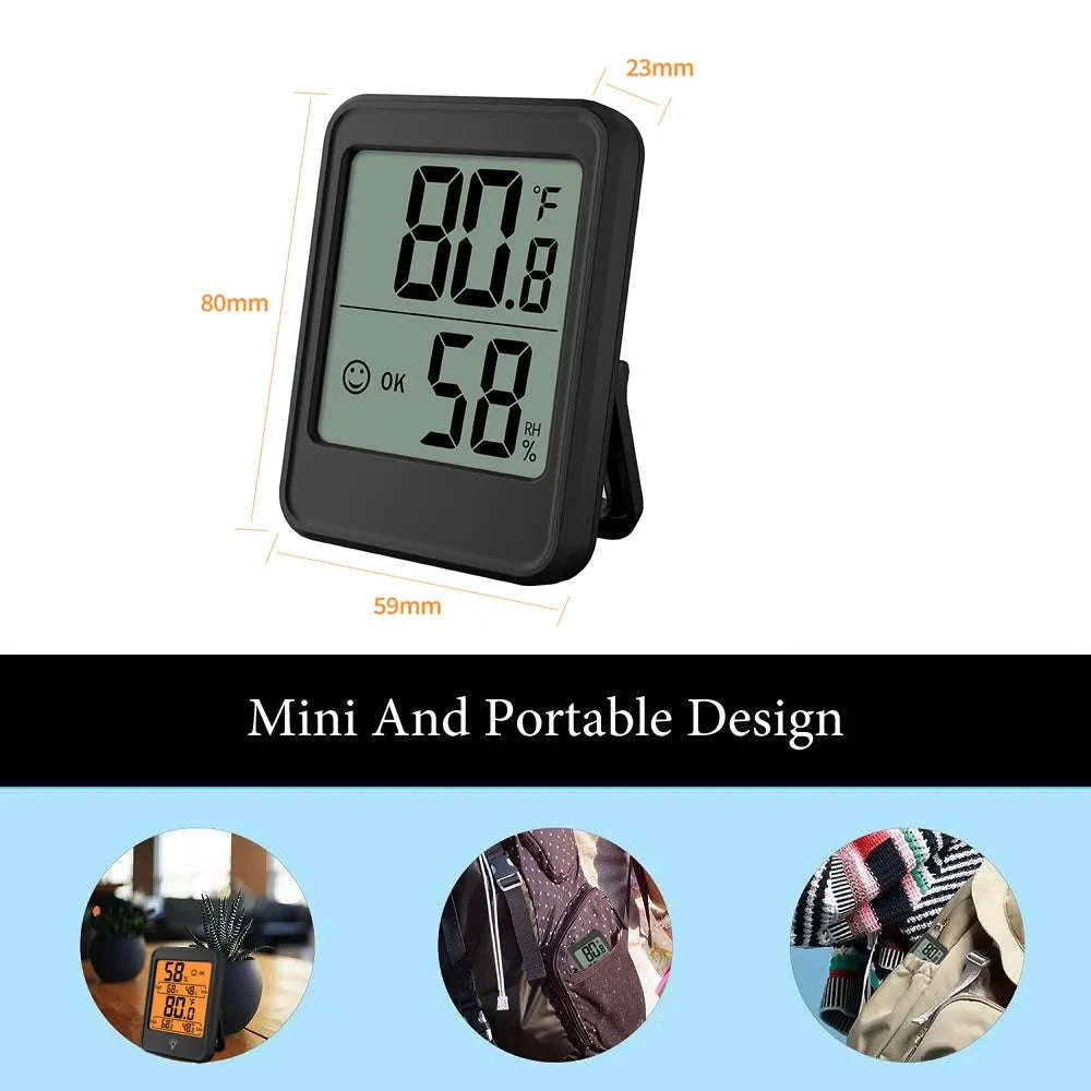 Indoor Digital Temperature Humidity Meter with Stand and Magnet-B White