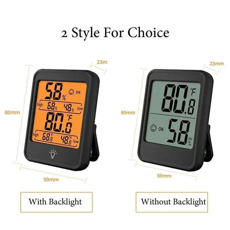 Indoor Digital Temperature Humidity Meter with Stand and Magnet-B White