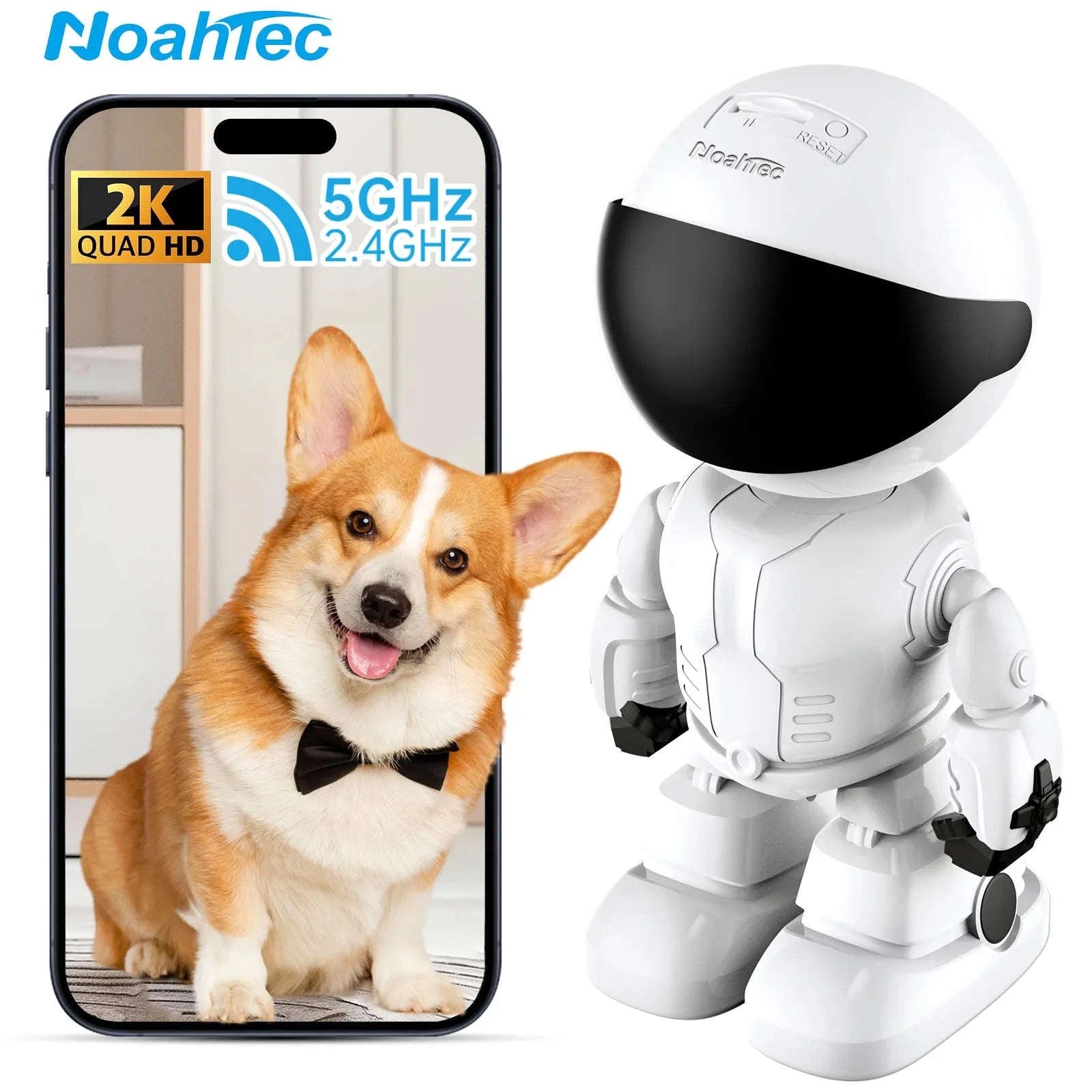 Indoor Home Security Camera with 3MP Night Vision and Audio-WHITE / United States