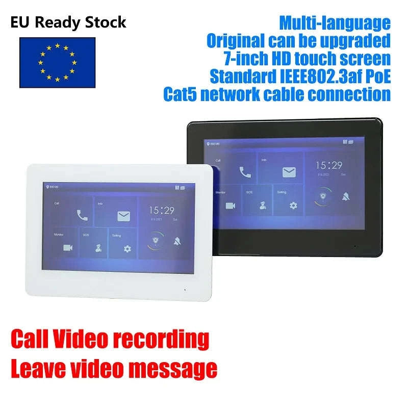 Indoor Video Intercom Monitor 7″ PoE Touch Display-with logo black / Poland