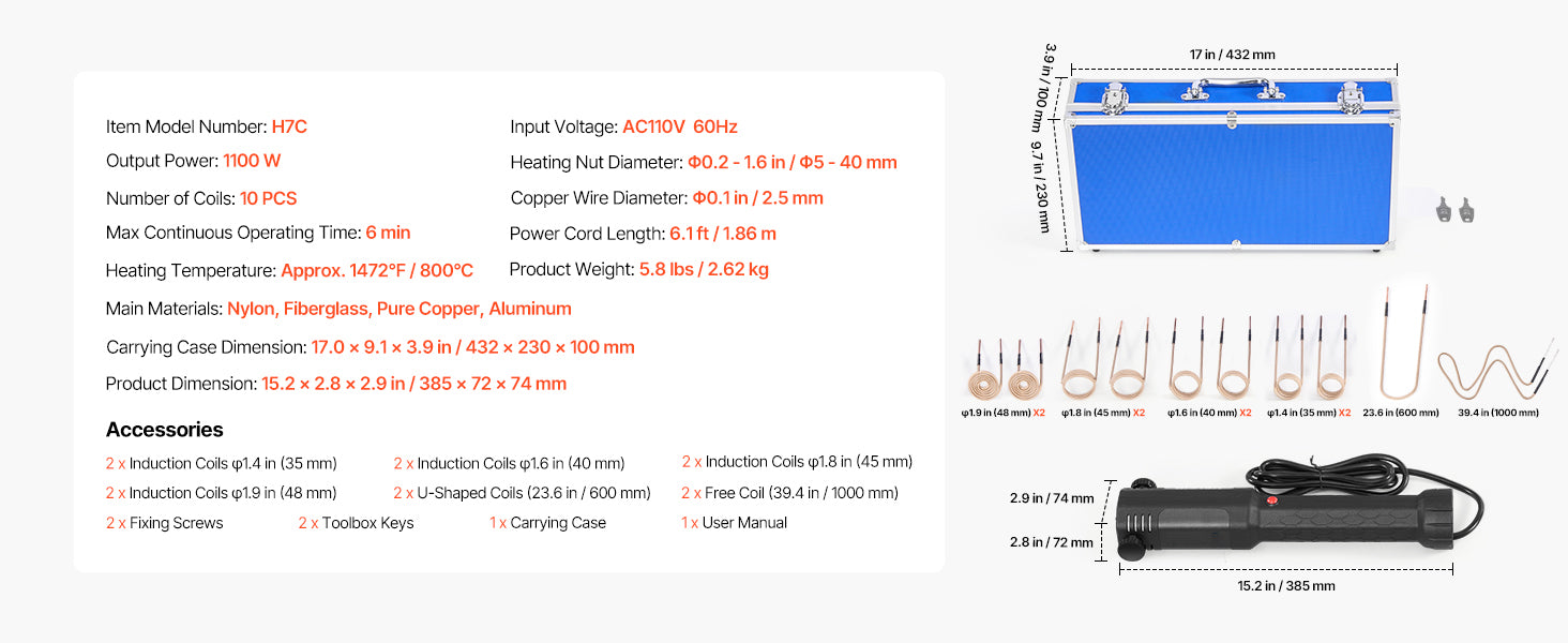 SucceBuy Induction Heater Bolt Removal Nut Buster Tool Mini Heating Machine for Rusty Screw Removing Car Garage Repairing Tools