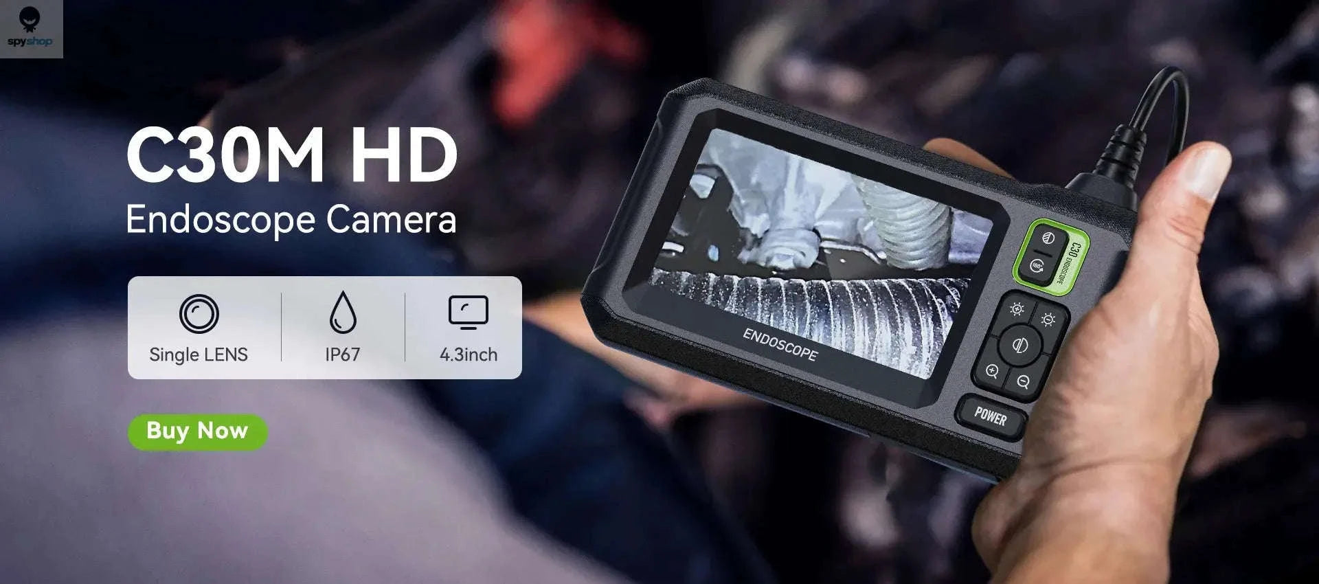 Industrial Endoscope Camera C30M – 1080P Inspection Scope with 4.3" IPS Screen-8MM Dual Lens / 10M