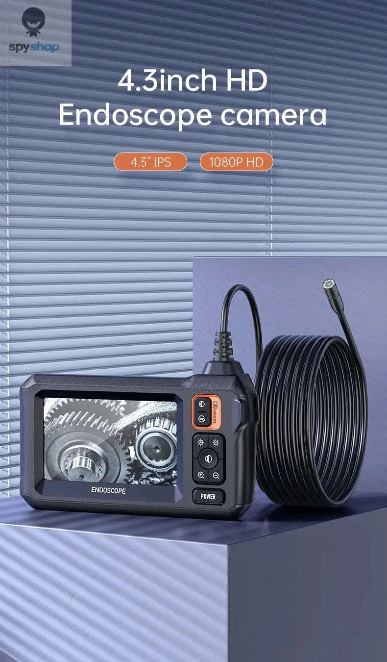 Industrial Endoscope Camera C30M – 1080P Inspection Scope with 4.3" IPS Screen-8MM Dual Lens / 10M