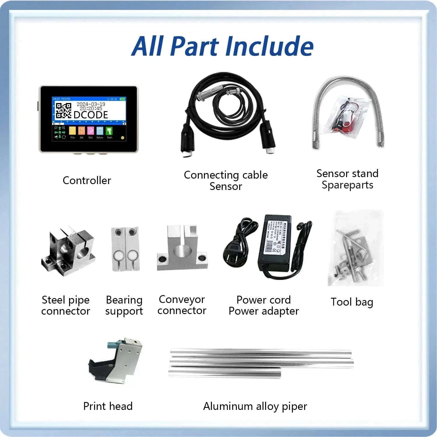 Industrial Inkjet Printer 600dpi QR Barcode Date Coding Machine-12.7mm with 1 ink / EU Plug