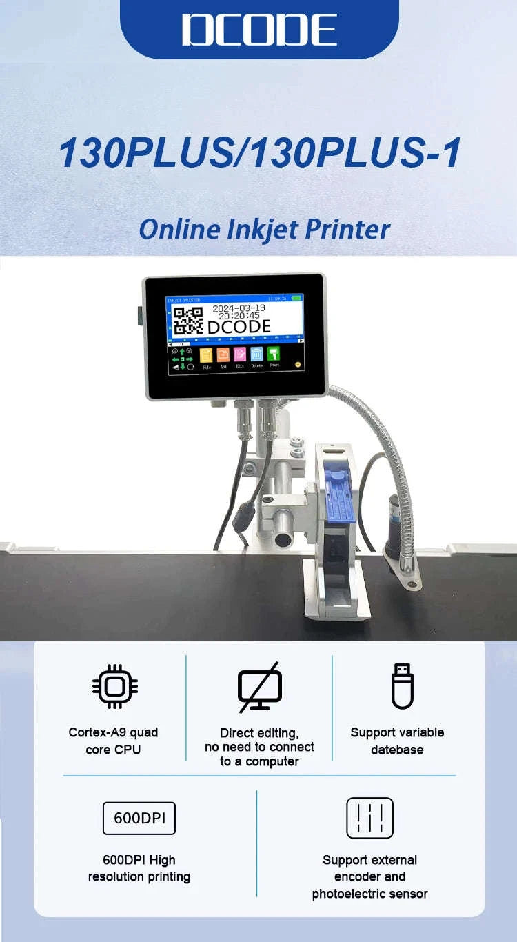 Industrial Inkjet Printer 600dpi QR Barcode Date Coding Machine-12.7mm with 1 ink / EU Plug