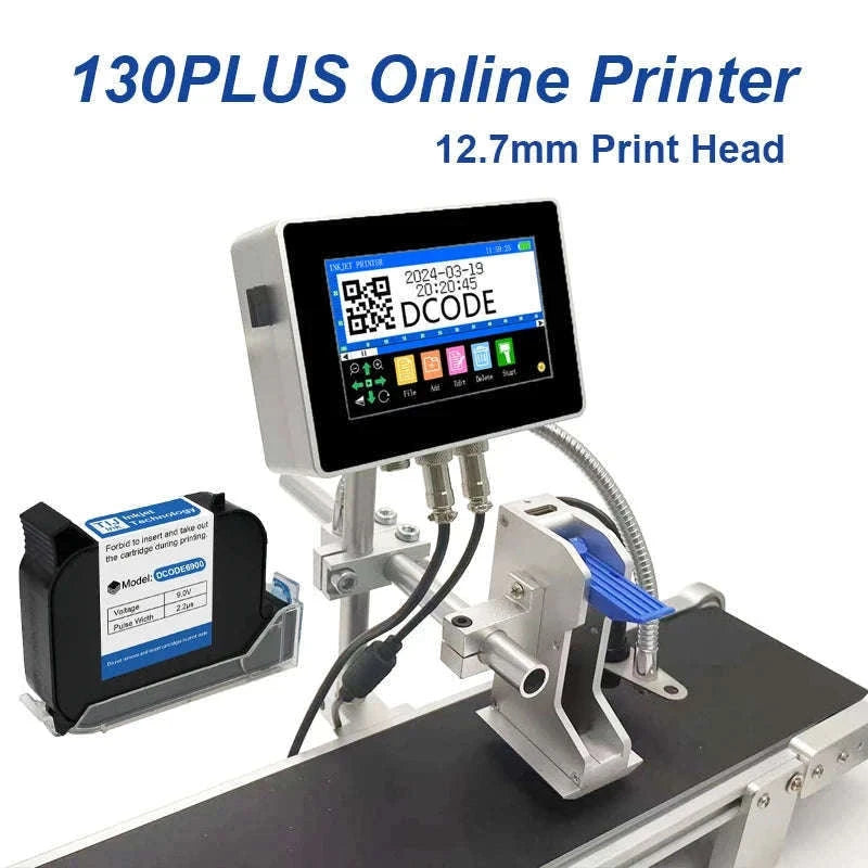 Industrial Inkjet Printer 600dpi QR Barcode Date Coding Machine-12.7mm with 1 ink / EU Plug