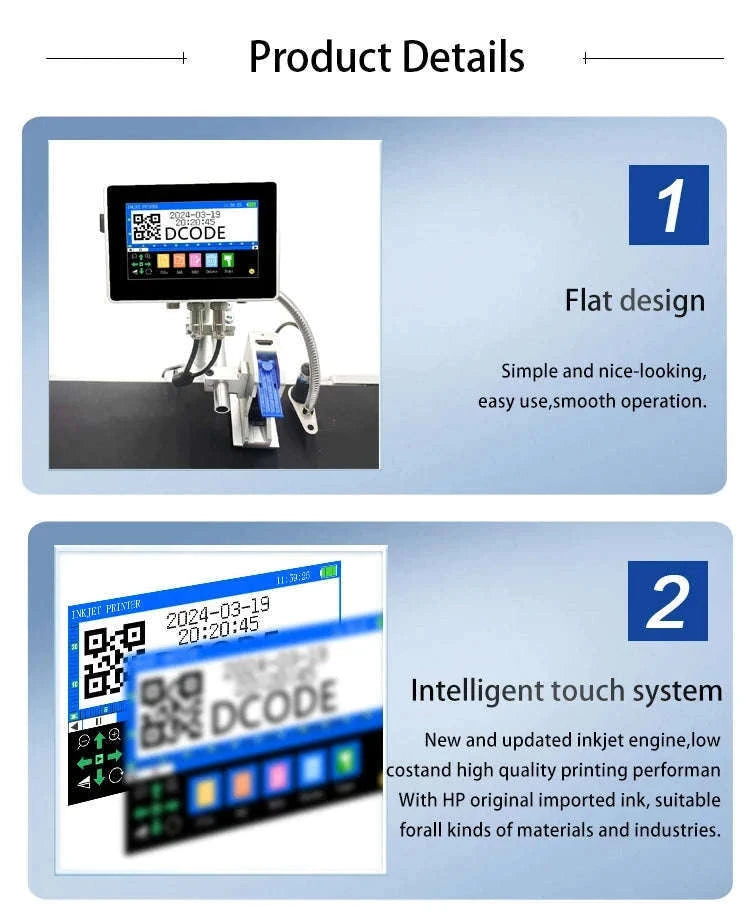 Industrial Inkjet Printer 600dpi QR Barcode Date Coding Machine-12.7mm with 1 ink / EU Plug