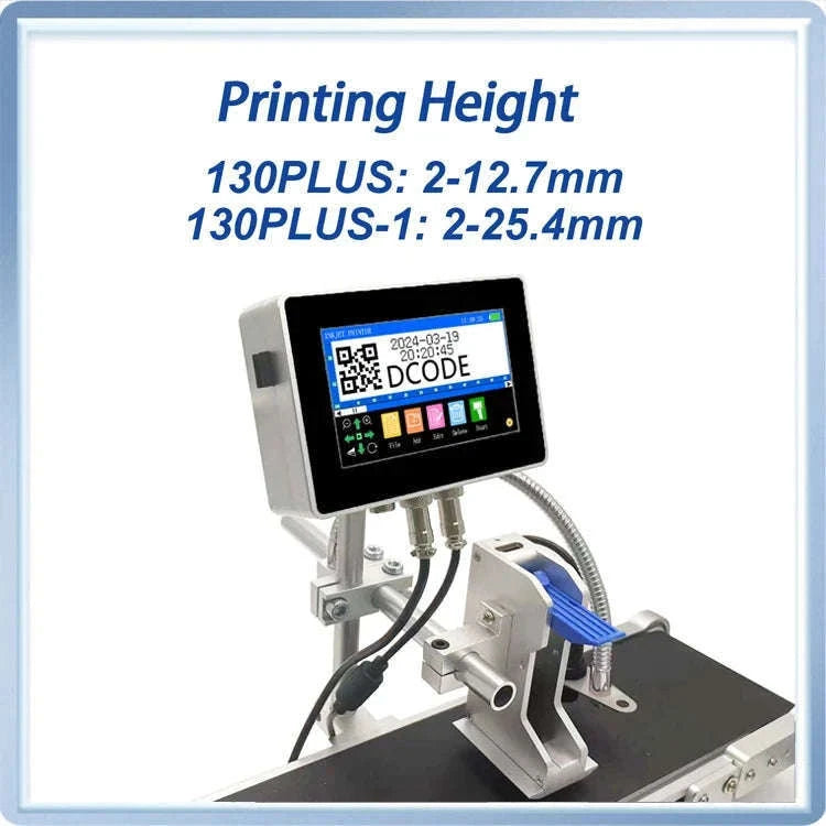 Industrial Inkjet Printer 600dpi QR Barcode Date Coding Machine-12.7mm with 1 ink / EU Plug