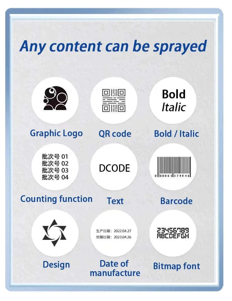 Industrial Inkjet Printer 600dpi QR Barcode Date Coding Machine-12.7mm with 1 ink / EU Plug