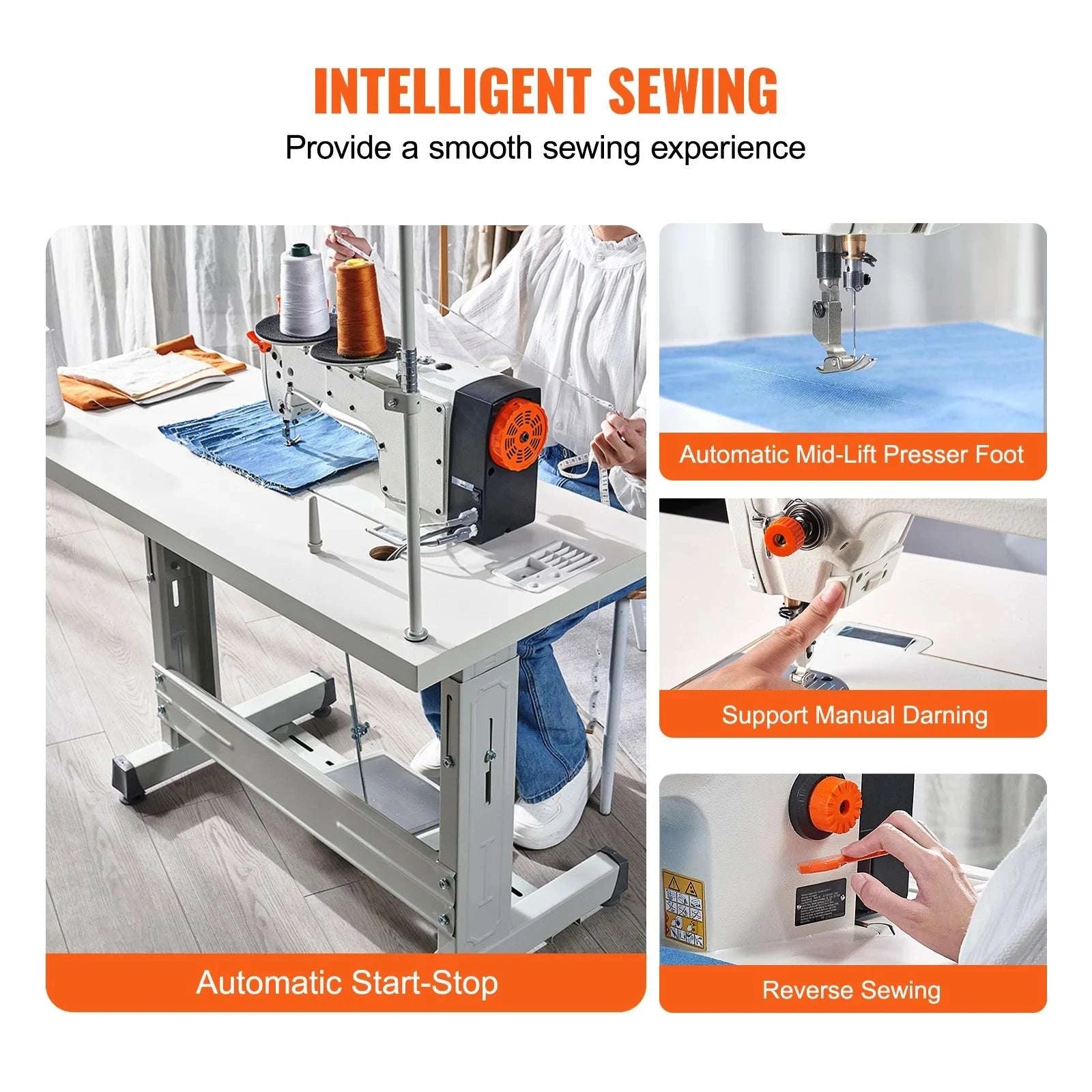 Industrial Lockstitch Sewing Machine 550W Servo, 5000 SPM with Table-550W 5000s.p.m / United States