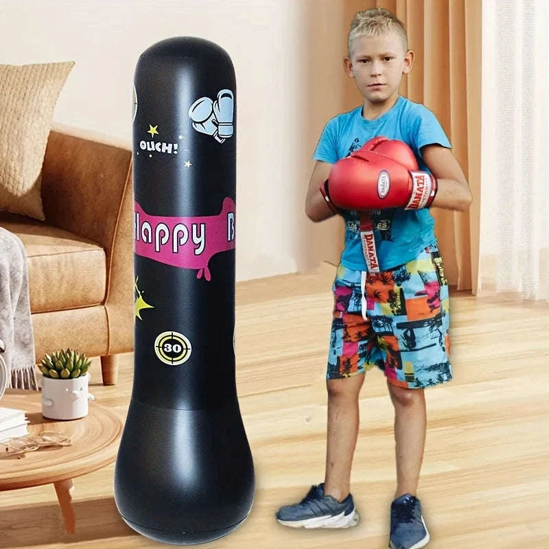 Inflatable Bopper Kids Punching Bag with Bounce-Back Action-black