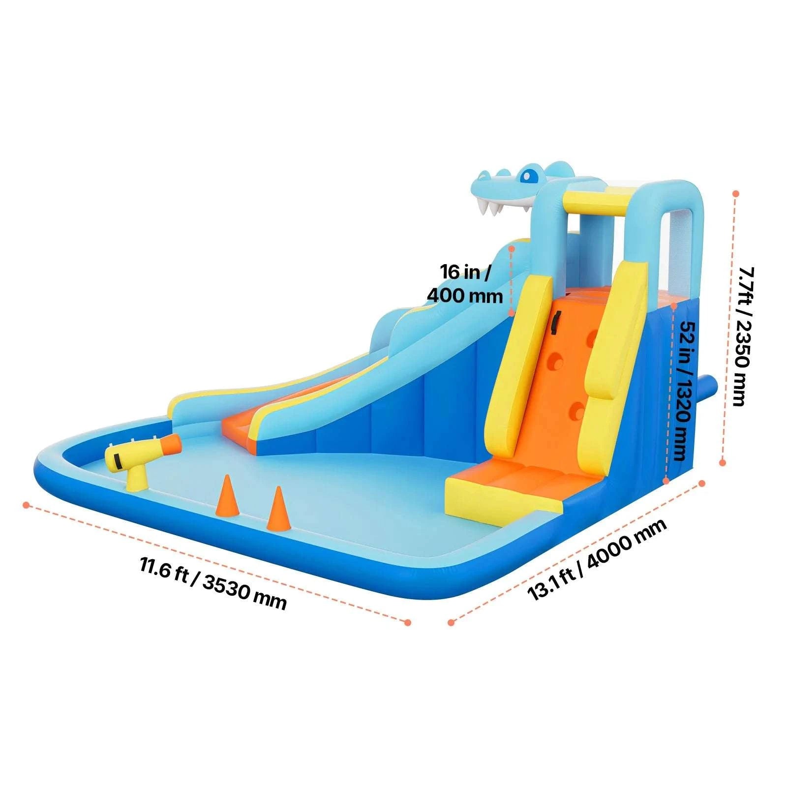 Inflatable Bounce House Water Slide with Splash Pool & Climbing Wall-11.6 x 13.1 x 7.7 ft / United States