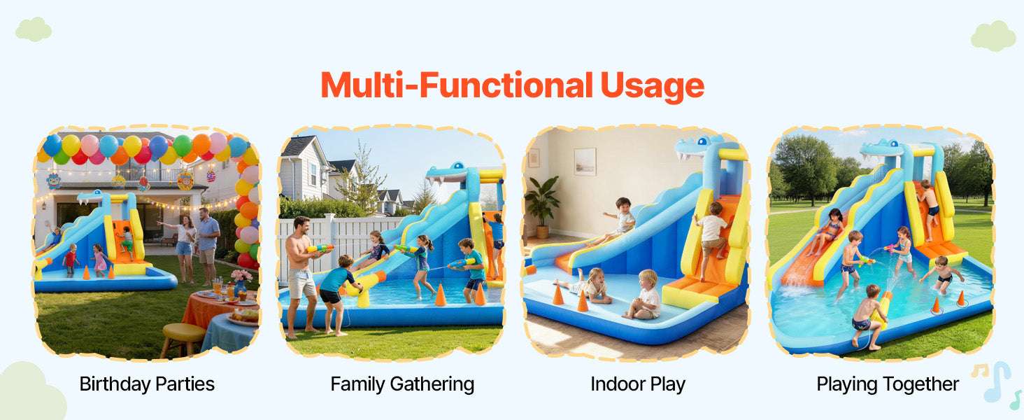 Inflatable Bounce House Water Slide with Splash Pool & Climbing Wall-11.6 x 13.1 x 7.7 ft / United States