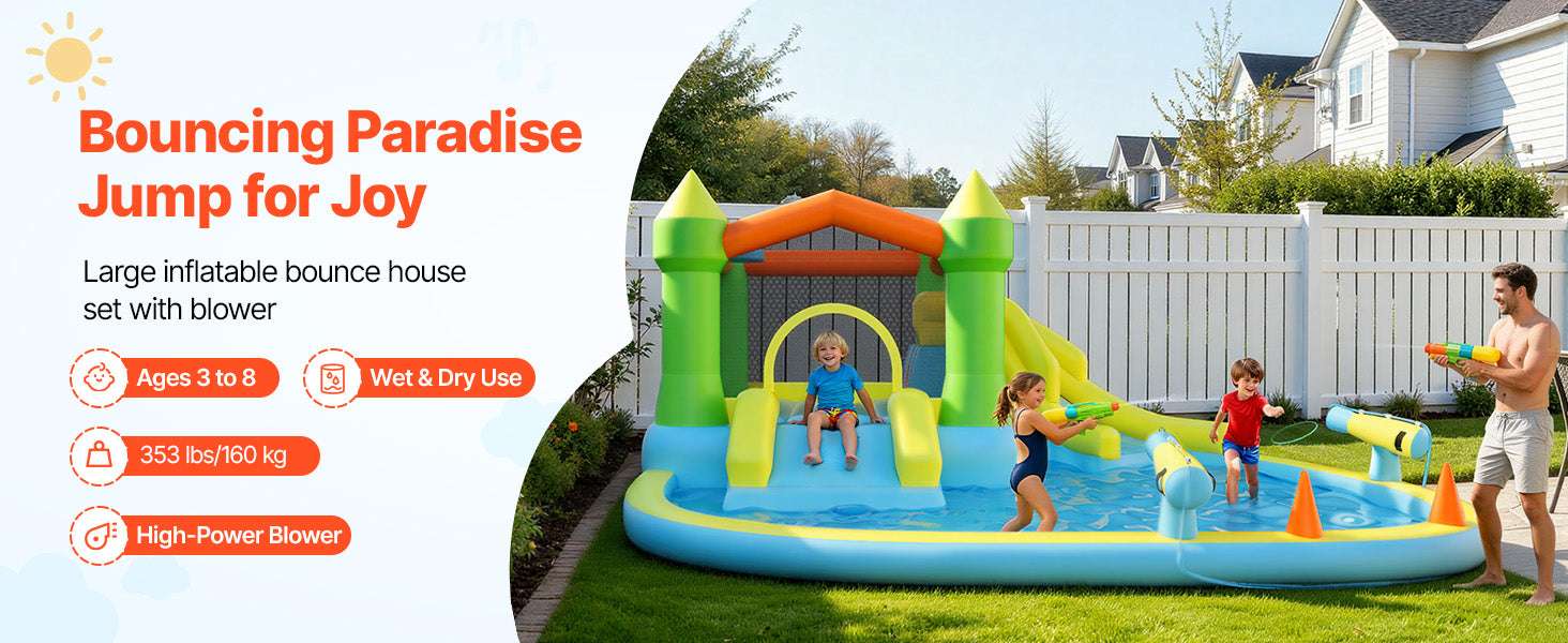 Inflatable Bounce House Water Slide with Splash Pool & Games-12.5 x 13.1 x 6.5 ft / United States