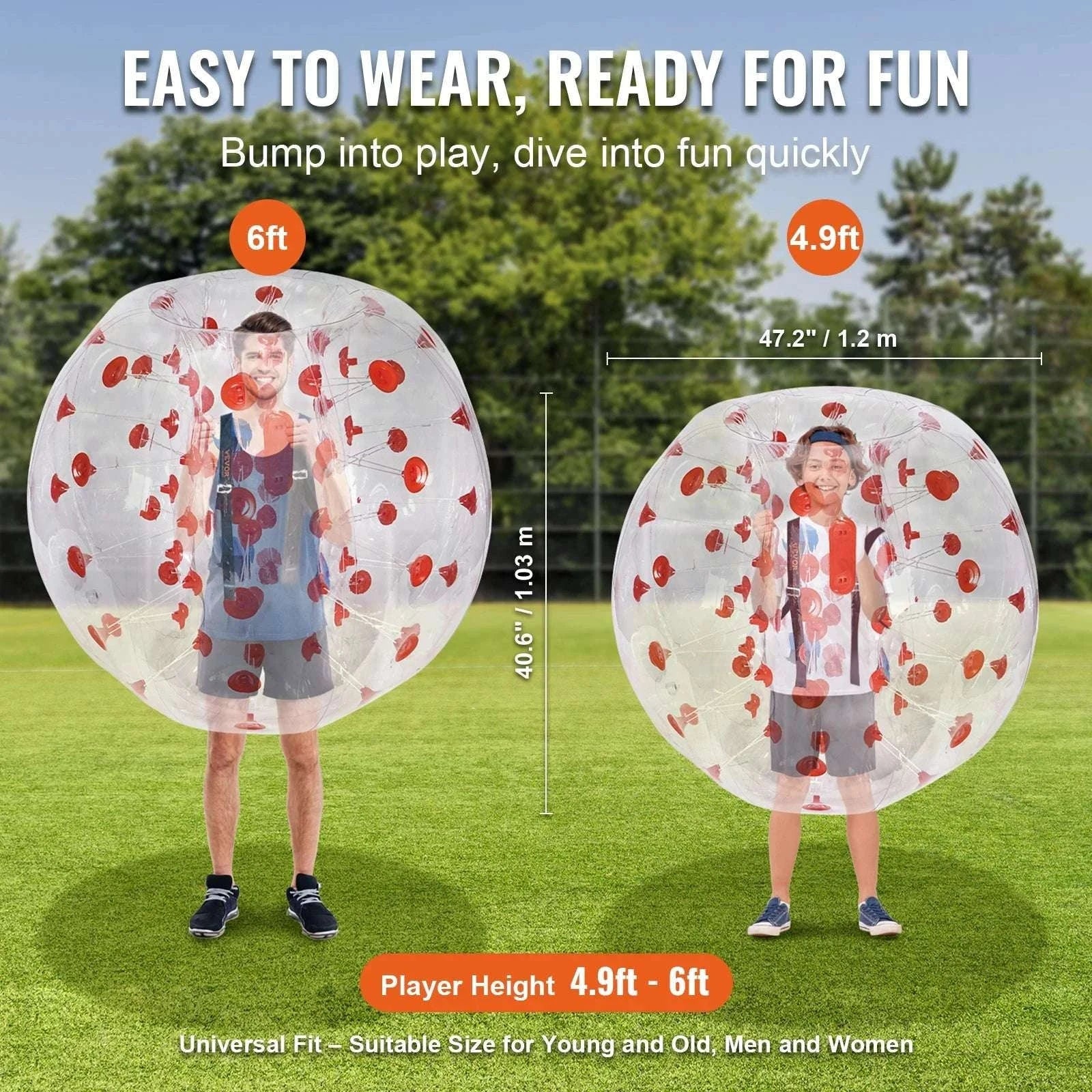 Inflatable Bumper Ball 4FT Bubble Soccer Ball for Teens & Adults-transparent 1pcs / CZECH REPUBLIC