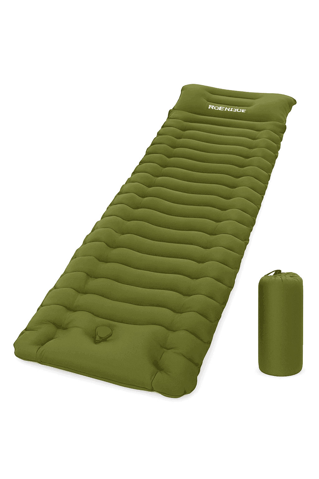 Inflatable Camping Mattress with Built-In Pillow and Pump-Green / One Seat
