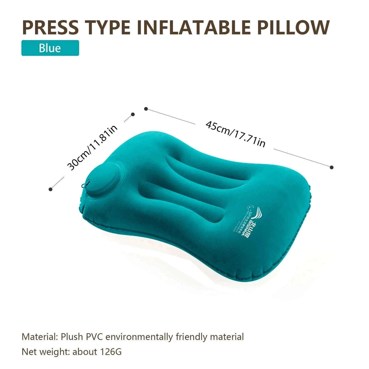 Inflatable Camping Pillow with Built-In Pump, Ultralight Travel Support-Blue / China Mainland