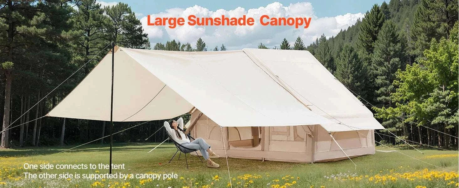 Inflatable Camping Tent for 3–5 People with Pump & Canopy-france