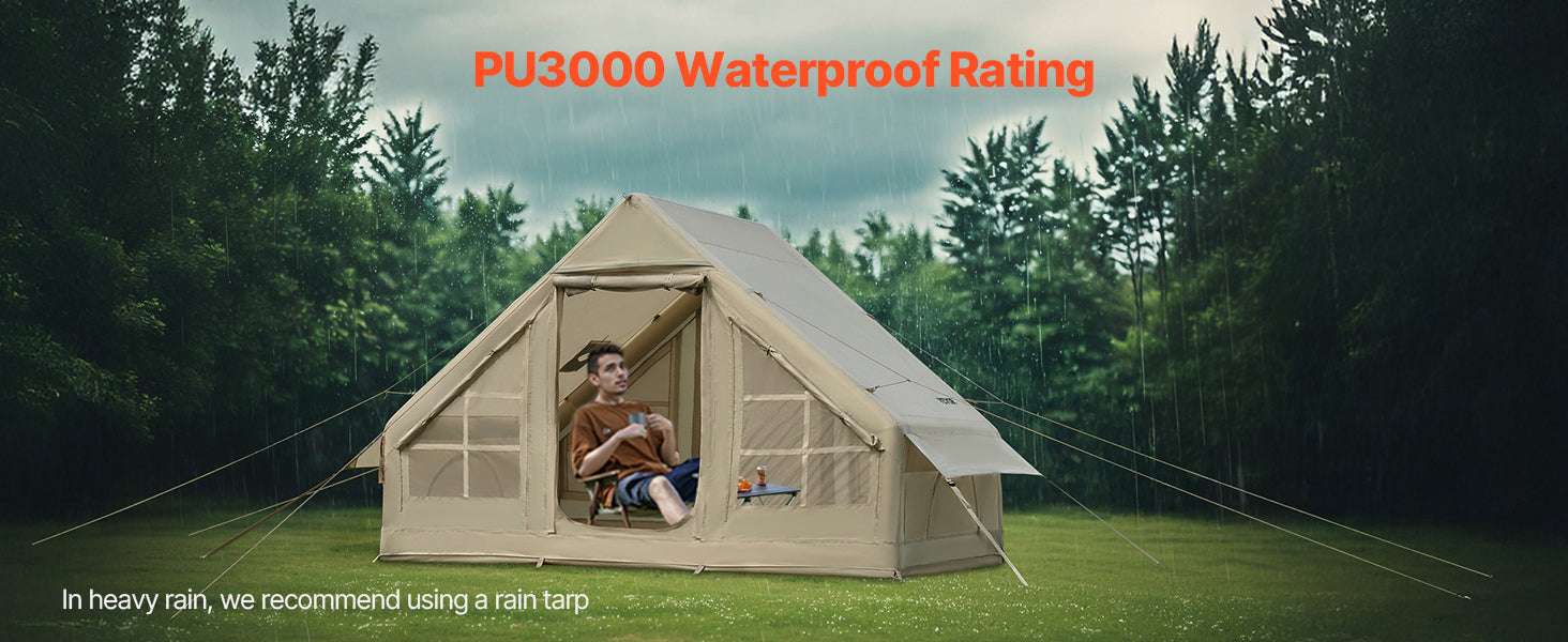 Inflatable Camping Tent with Pump, 3-5 Person Waterproof Oxford Tent-3x3.1m / United States