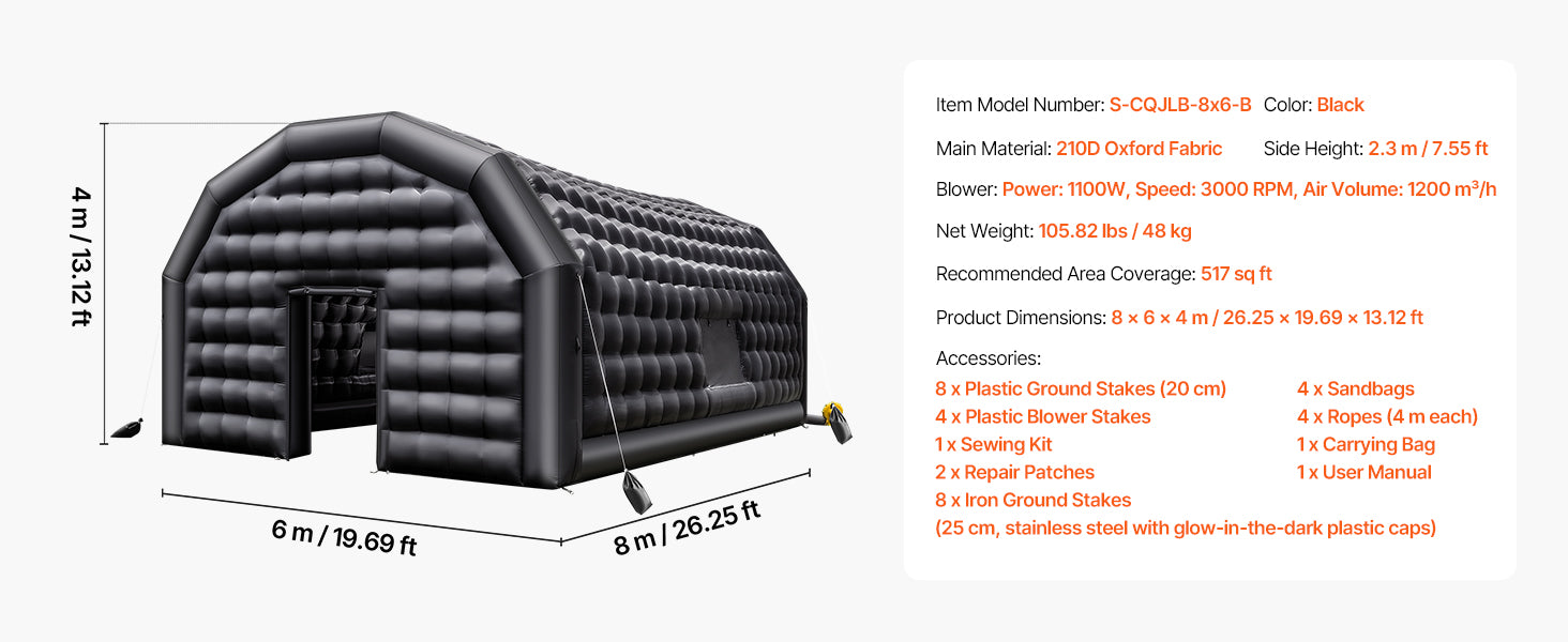 Inflatable Party Tent with Blower and Sandbags