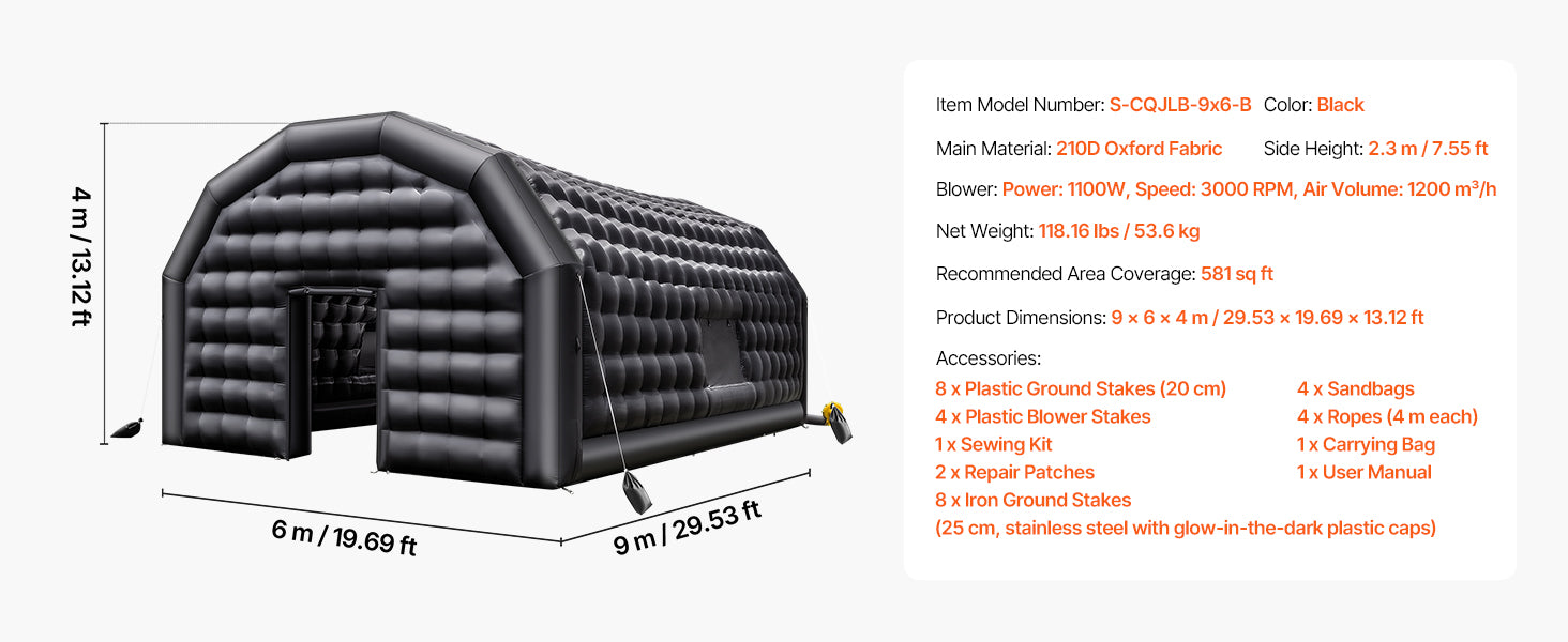 Inflatable Party Tent with Blower and Sandbags