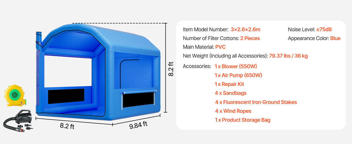 Inflatable Paint Booth with Blower and Air Filter System-E 12m x5m x4m / spain