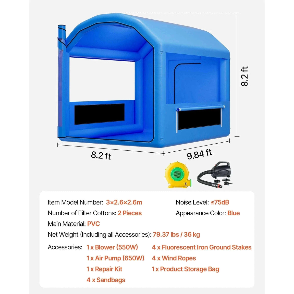 Inflatable Paint Booth with Blower and Air Filter System-E 12m x5m x4m / spain