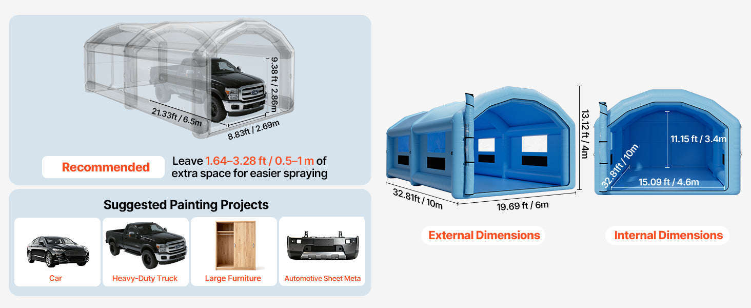 Inflatable Paint Booth with Blower and Air Filter System-E 12m x5m x4m / spain