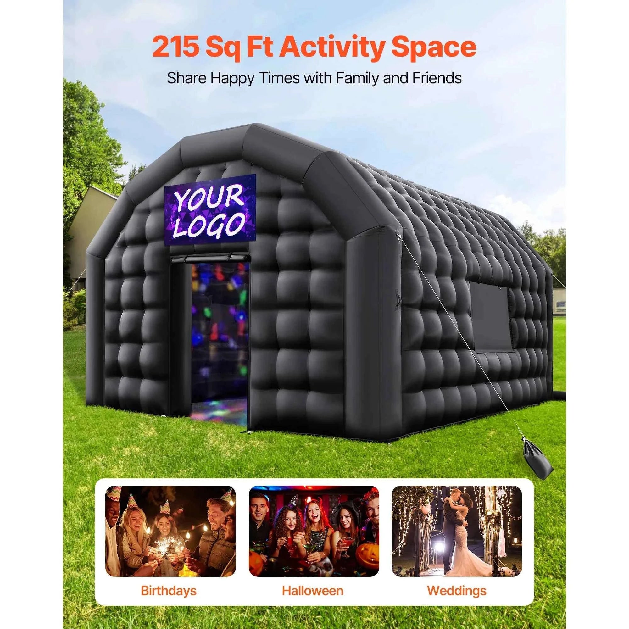 Inflatable Party Tent with Blower and Sandbags-8x6x4m White Dome / United States
