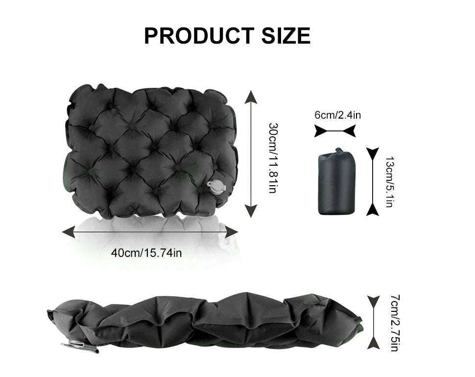 Inflatable Sitting Pad for Camping, Hiking and Backpacking-Black