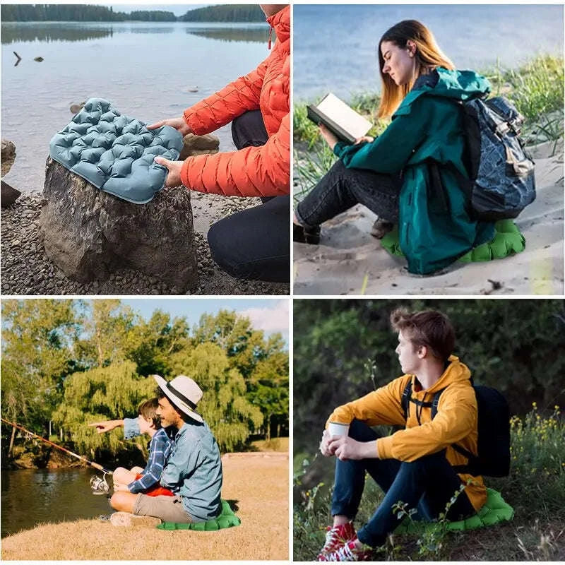 Inflatable Sitting Pad Ultralight Seat Cushion for Camping-Grey